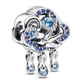 Cloud sterling silver charm with skylight, stellar, bleached aqua, and icy blue crystal 792569C01