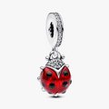 Ladybird sterling silver dangle with salsa red crystal, clear cubic zirconia and black enamel 792571C01 (High Resolution)