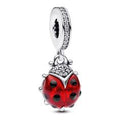 Ladybird sterling silver dangle with salsa red crystal, clear cubic zirconia and black enamel 792571C01
