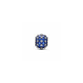Sterling silver charm with princess blue crystal and clear cubic zirconia 792630C02 (High Resolution)