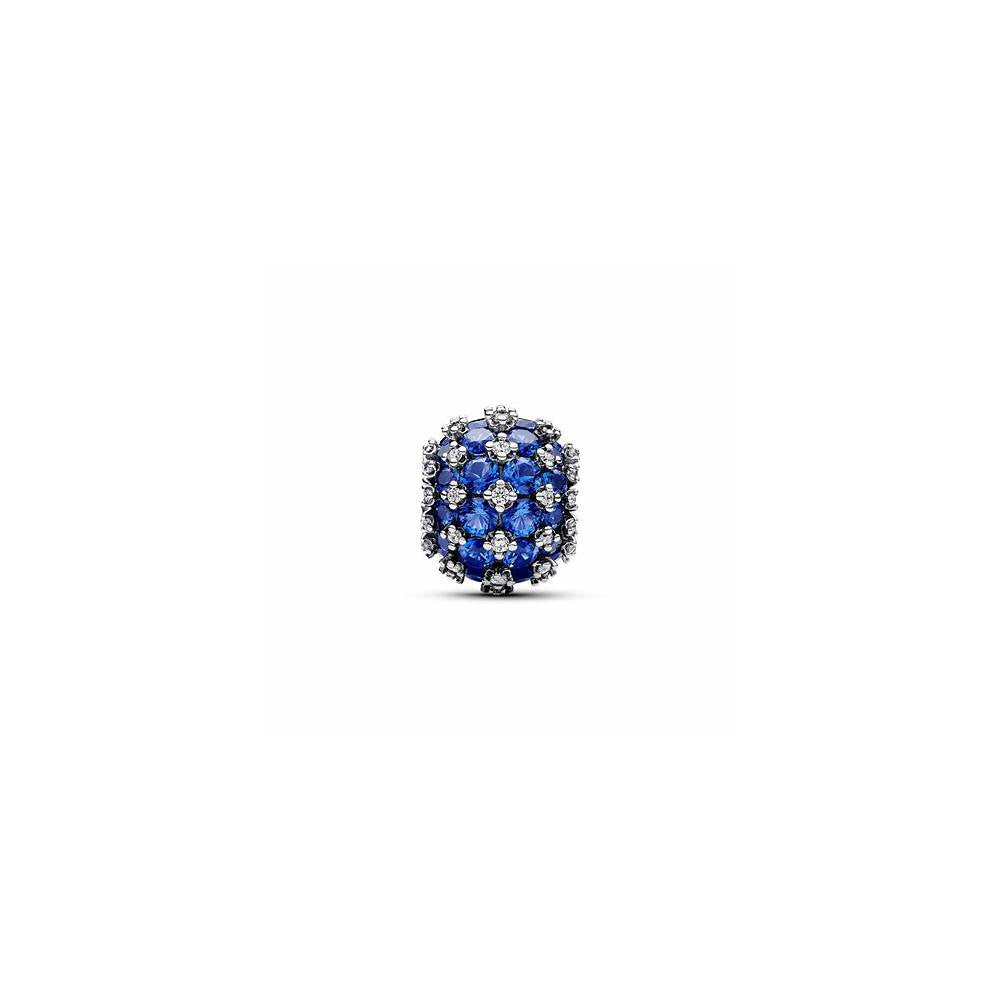Sterling silver charm with princess blue crystal and clear cubic zirconia 792630C02 (High Resolution)