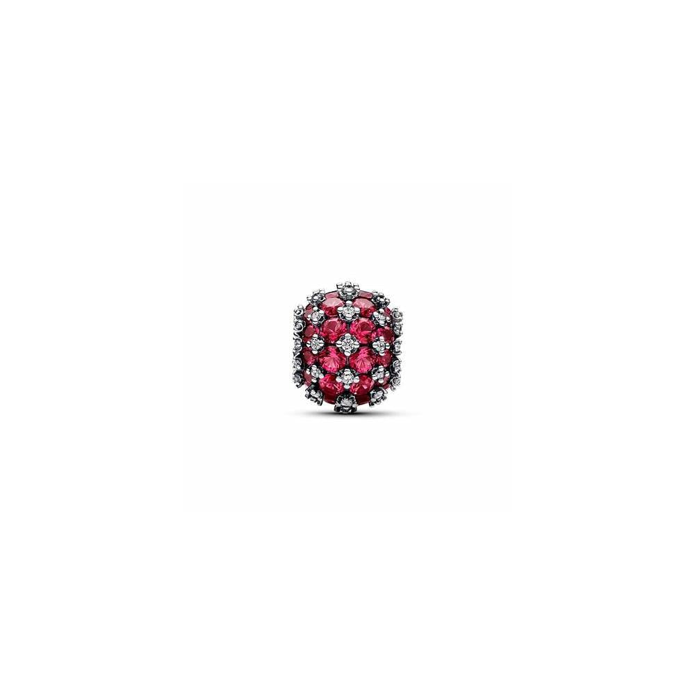 Sterling silver charm with cherries jubilee red crystal and clear cubic zirconia 792630C03 (High Resolution)