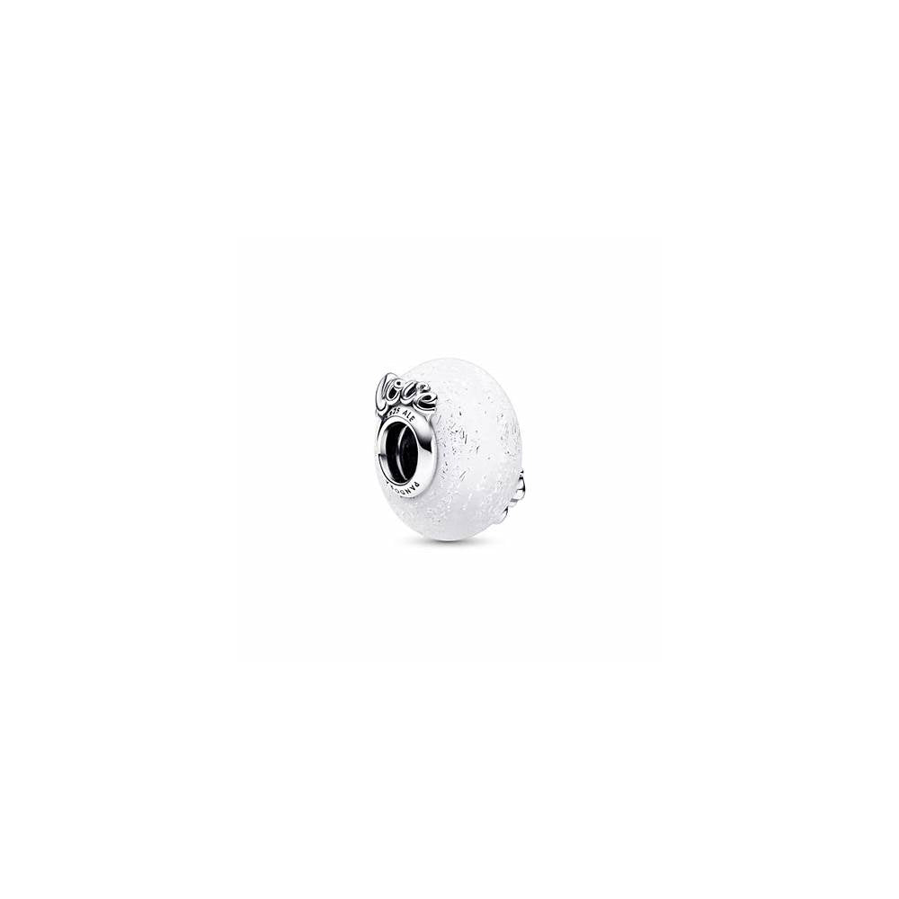 Mum sterling silver charm with dichroic and white Murano glass 792655C00 (High Resolution)