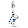 Passport sterling silver dangle with clear cubic zirconia and shaded blue enamel 792680C01