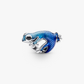 Gecko sterling silver charm with black crystal and shaded transparent metallic light to dark blue enamel 792701C01 (High Resolution)