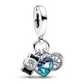 Camera, heart and compass sterling silver triple d 792703C01
