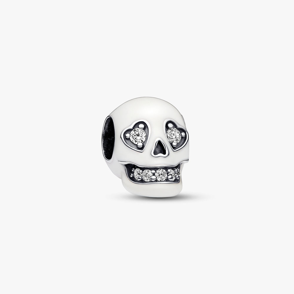 Skull sterling silver charm with clear cubic zirco 792811C01 (High Resolution)