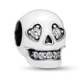 Skull sterling silver charm with clear cubic zirco 792811C01