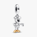 Disney 100 Mickey sterling silver and 14k gold dangle with 0.009 ct TW GHI SI1+ round brilliant-cut lab-created diamond and black enamel 792812C01 (High Resolution)