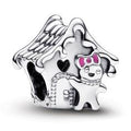 Gingerbread house sterling silver charm with pink, red and green enamel 792823C01