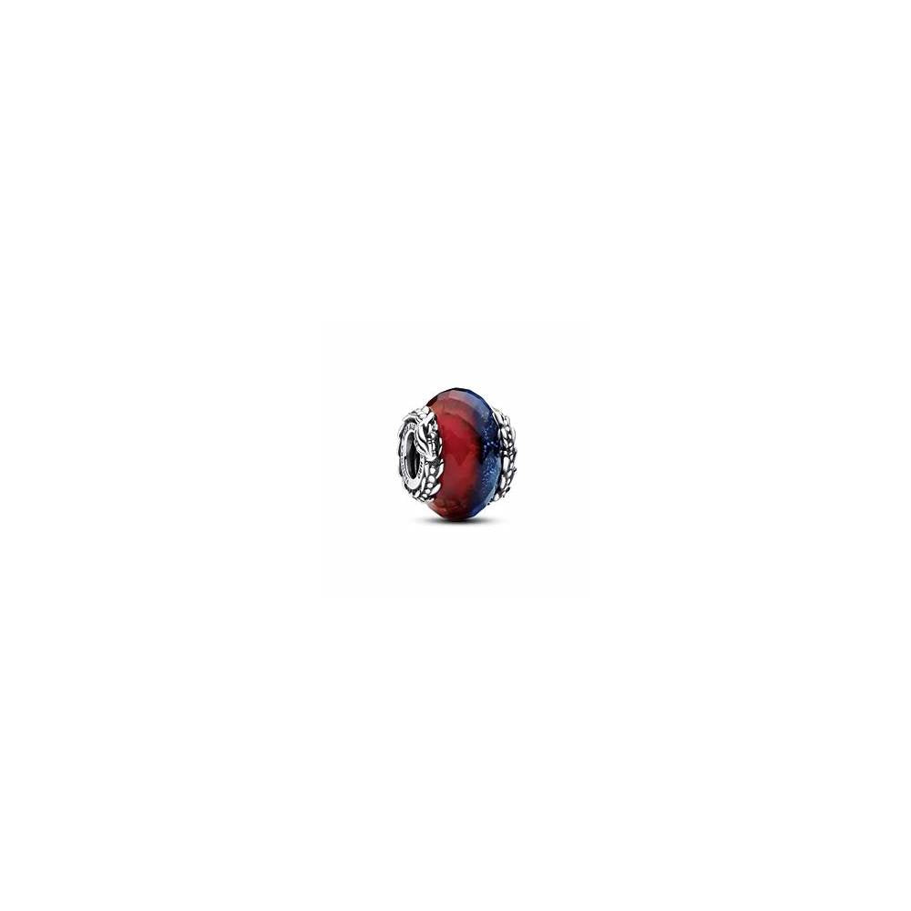 Project House Ice and Fire sterling silver charm with faceted red and blue Murano glass 792966C00 (High Resolution)