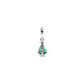Christmas tree sterling silver dangle with clear, red cubic zirconia, stellar blue, royal green crystal and golden enamel 792983C01 (High Resolution)