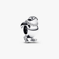 Skiing penguin sterling silver charm with clear cubic zirconia and black enamel 792988C01 (High Resolution)