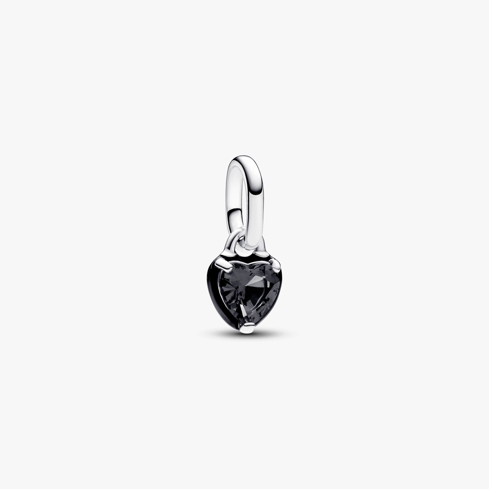 Heart sterling silver mini dangle with black cryst 793042C01 (High Resolution)