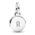 Key hole engravable locket sterling silver dangle with clear cubic zirconia 793066C01