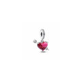 Heart and arrow sterling silver dangle with clear cubic zirconia and red Murano glass 793085C01 (High Resolution)