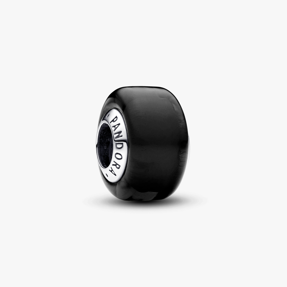 Sterling silver charm with black Murano 793117C00 (High Resolution)