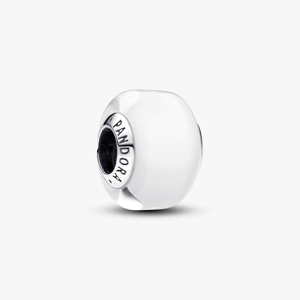Sterling Silver charm with white Murano glass 793118C00 (High Resolution)