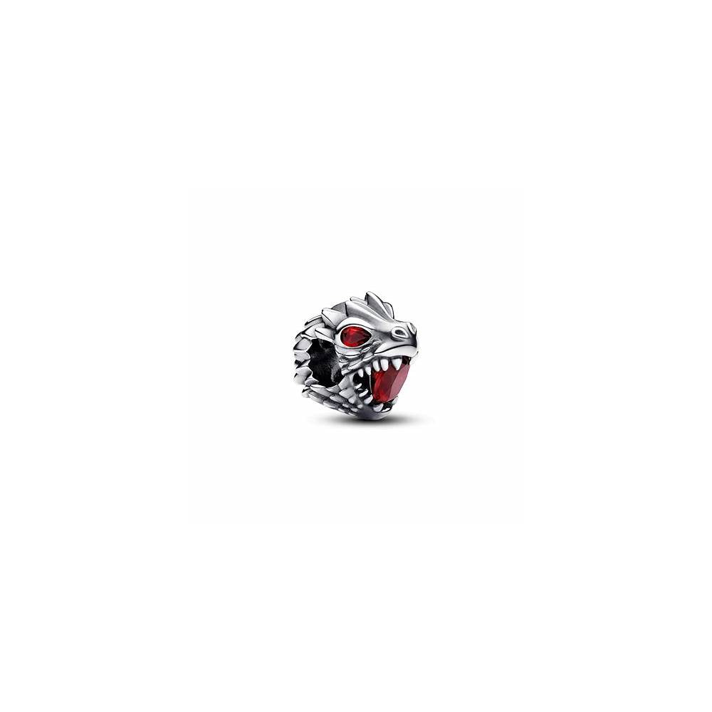 Game of Thrones Dragon head sterling silver charm with salsa red crystal 793141C01 (High Resolution)