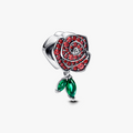 Rose sterling silver charm with salsa red crystal and royal green crystal 793201C02 (High Resolution)