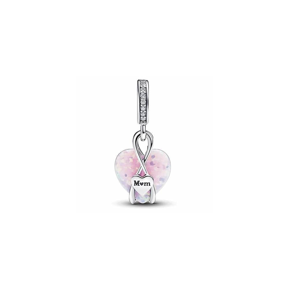 Mom heart sterling silver dangle with pink lab-cre 793202C01 (High Resolution)