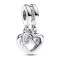 Hearts sterling silver splittable dangle with clear cubic zirconia 793232C01