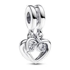 Hearts sterling silver splittable dangle with clear cubic zirconia 793232C01