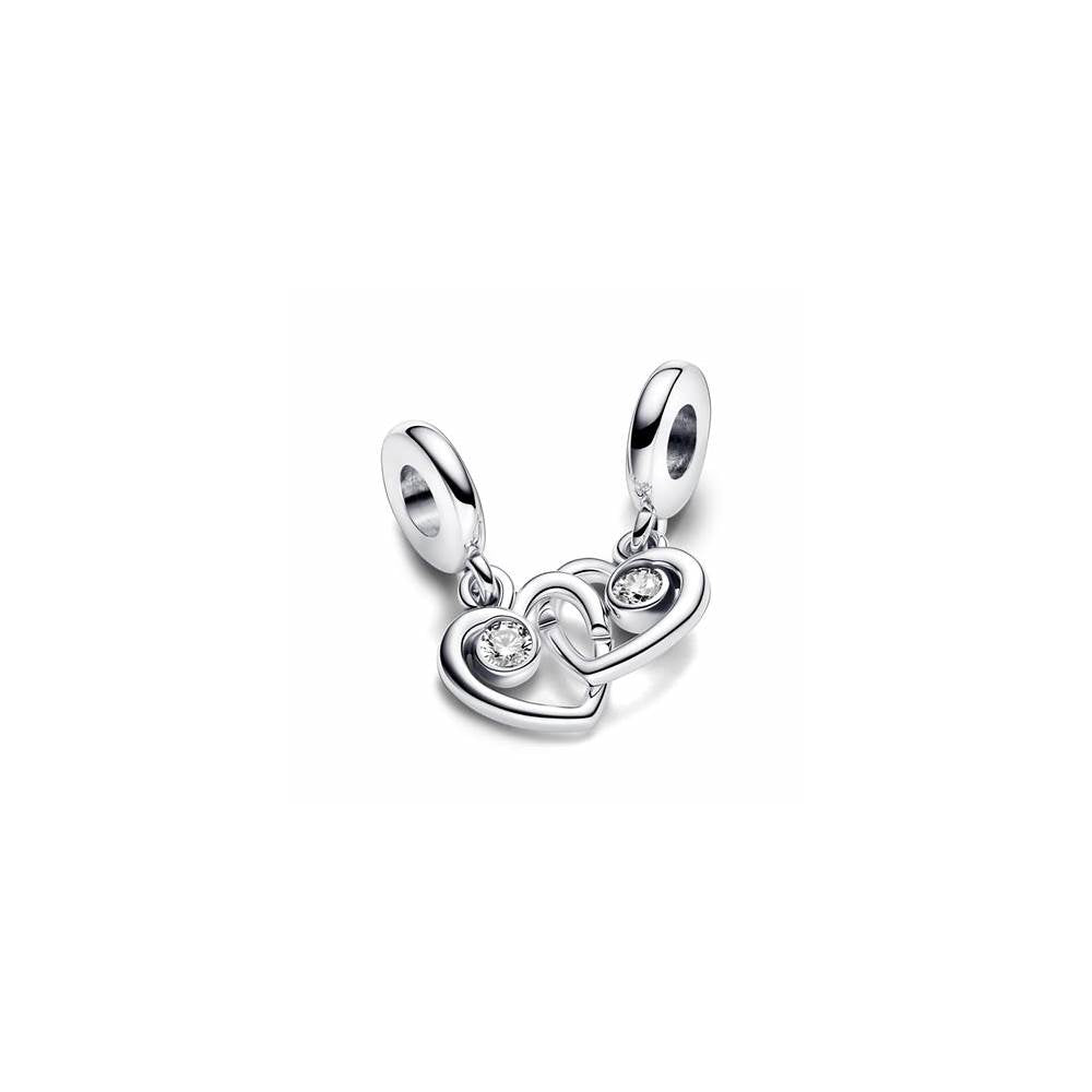 Hearts sterling silver splittable dangle with clear cubic zirconia 793232C01 (High Resolution)