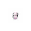 Encircled sterling silver charm with pink Murano glass and silver foil 793241C00 (High Resolution)