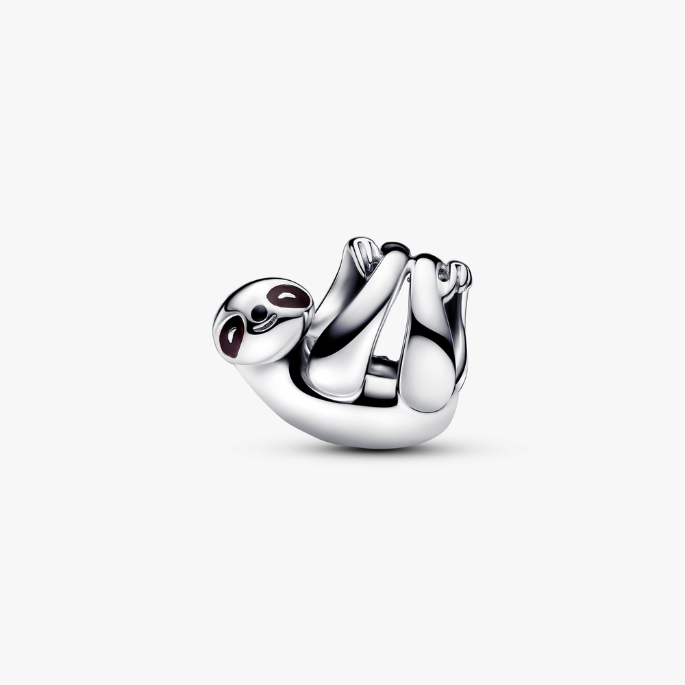 Sloth sterling silver charm with brown and black enamel 793331C01 (High Resolution)