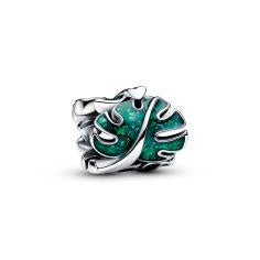 Monstera leaves sterling silver charm with holographic glittery green enamel 793332C01