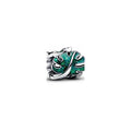Monstera leaves sterling silver charm with holographic glittery green enamel 793332C01 (High Resolution)