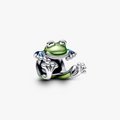 Frog sterling silver charm with transparent blue and green enamel 793342C01 (High Resolution)