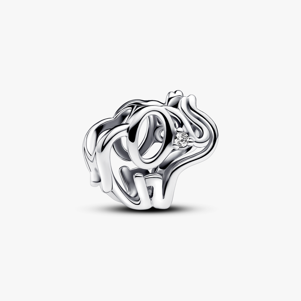Elephant sterling silver charm with clear cubic zirconia 793345C01 (High Resolution)