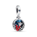 Corals and fish sterling silver double dangle with icy green, stellar blue crystal, turquoise, blue and red enamel 793350C01