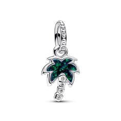 Palm tree sterling silver dangle with green blue lab-created opal and clear cubic zirconia 793352C01
