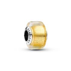 Sterling silver charm with transparent Murano glass and 24k gold foil 793353C00