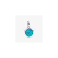 Engravable octagonal sterling silver mini medallion with man-made imitation of turquoise 793388C01 (High Resolution)