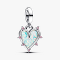 Hearts sterling silver double dangle with pink lab-created opal and fancy fairy tale pink cubic zirconia 793434C01 (High Resolution)
