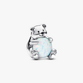 Polar bear sterling silver charm with white lab-created opal and black enamel 793589C01 (High Resolution)