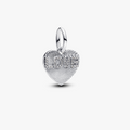 Engravable love heart sterling silver dangle with clear cubic zirconia 793604C01 (High Resolution)
