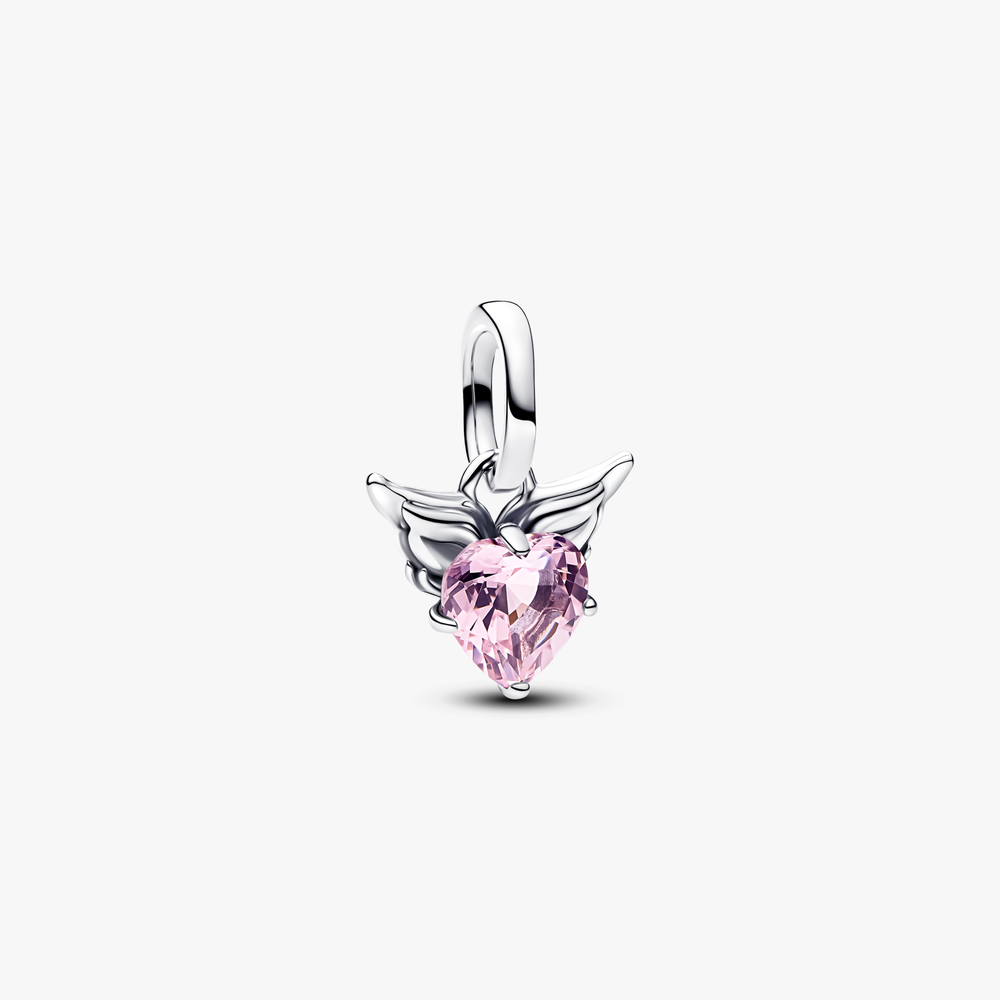Winged heart sterling silver mini dangle with orch (High Resolution)
