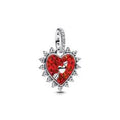 Spinnable arrow heart sterling silver dangle with red lab-created opal and clear cubic zirconia 793667C01