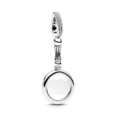 Loupe sterling silver dangle with clear cubic zirconia and magnifying glass 793670C01