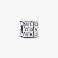 Toy cube sterling silver charm with clear cubic zirconia and red enamel 793672C01 (High Resolution)
