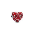 Rose heart sterling silver charm with red enamel 793673C01