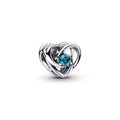 Heart sterling silver charm with londom blue crystal 793744C01