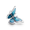 Butterfly sterling silver charm with clear cubic zirconia, black, teal and purple enamel 793747C01