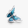 Butterfly sterling silver charm with clear cubic zirconia, black, teal and purple enamel 793747C01 (High Resolution)