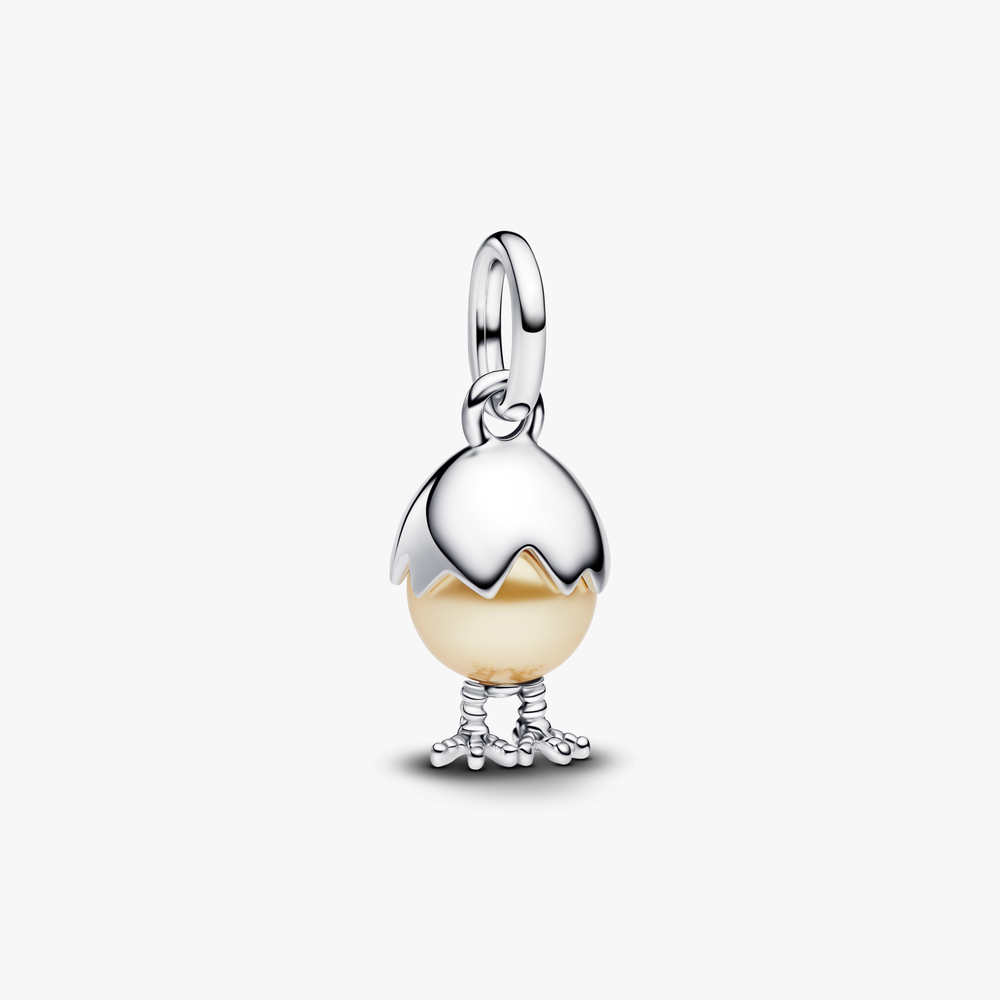 Easter egg sterling silver dangle with golden lacquered artificial pearl 793748C01 (High Resolution)